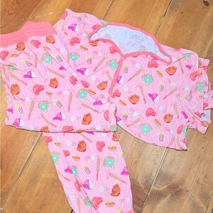 Pink Baseball-Themed Little Sleepies Pajamas